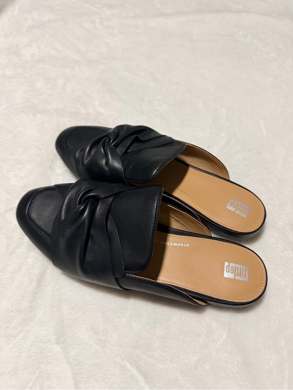 Fitflop Black Delicato Soft-Twist Leather Slip-On Mules Size 8.5 - Picture 2 of 8